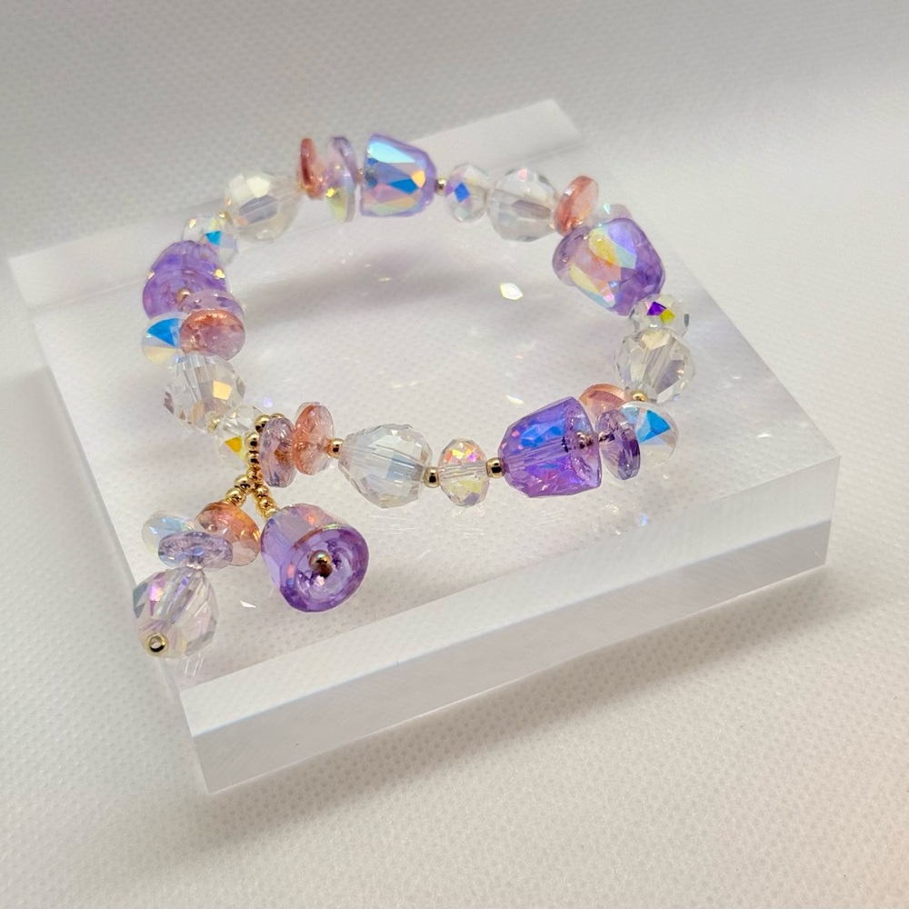 Elegant Purple and Gold Beaded Bracelet